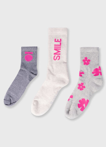 3-pack socks | neon pink