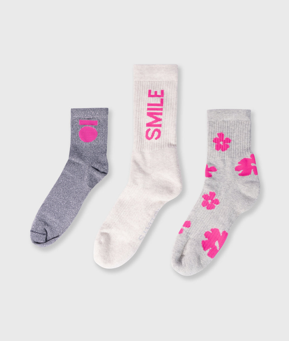 3-pack socks | neon pink