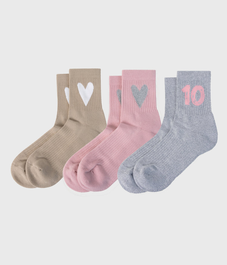 3-pack socks | bright raspberry