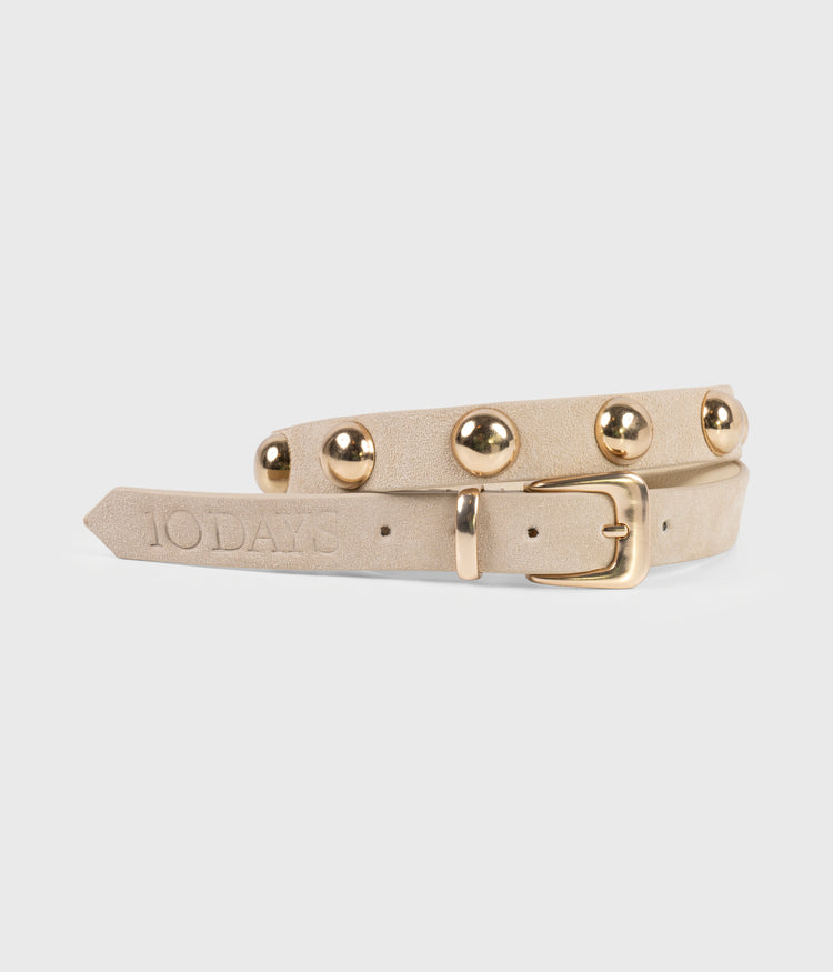 suede belt studs | soft vanilla