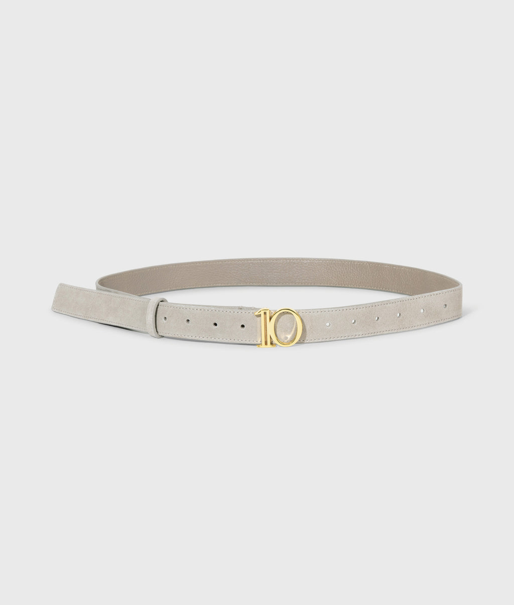 suède riem met monogram | stone