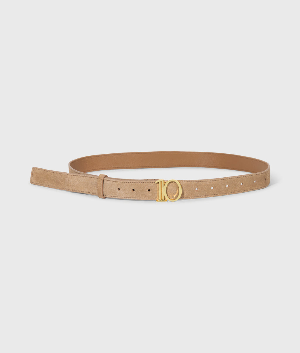 suède riem met monogram | light copper
