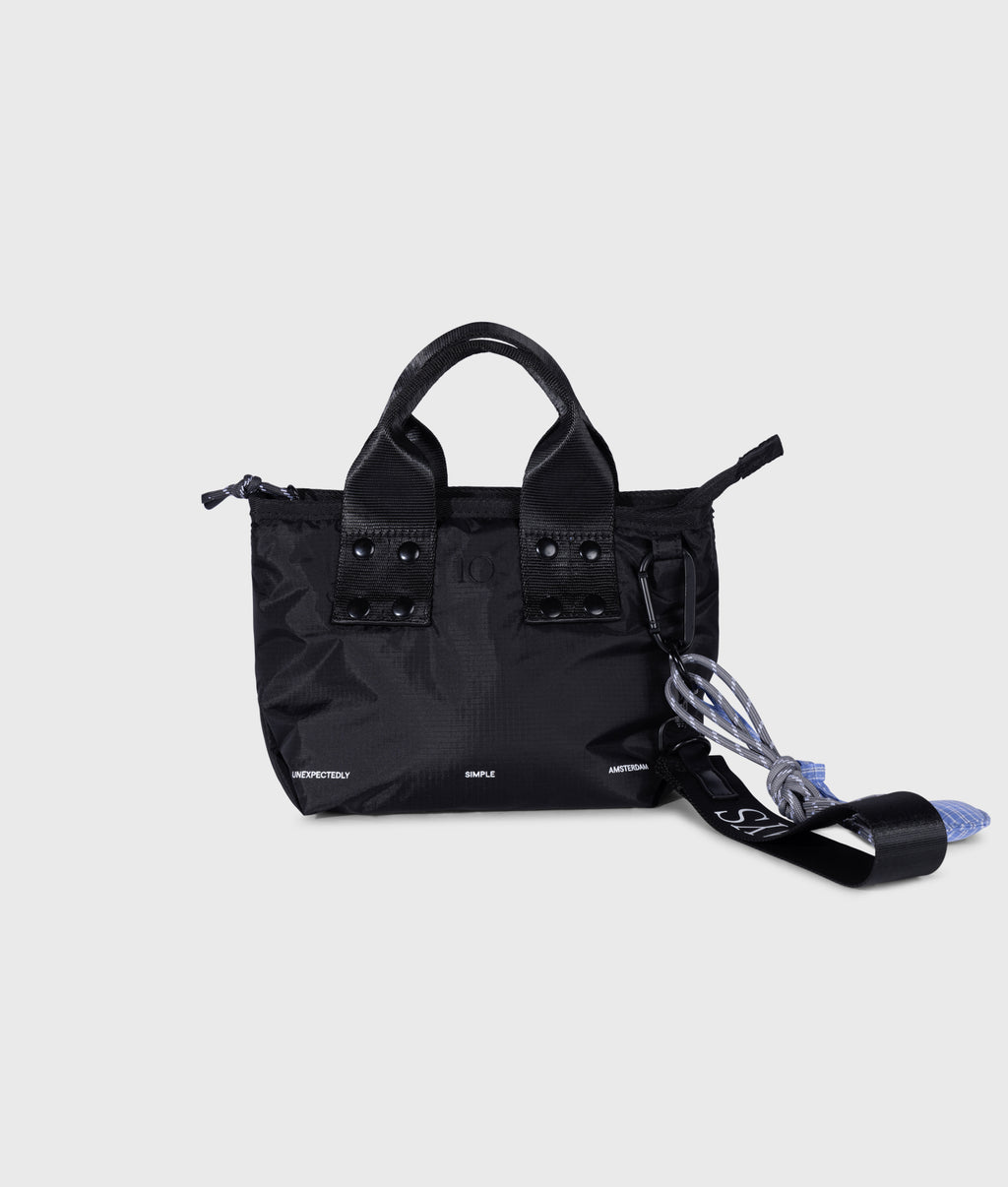 kleine gewatterde shopper | black