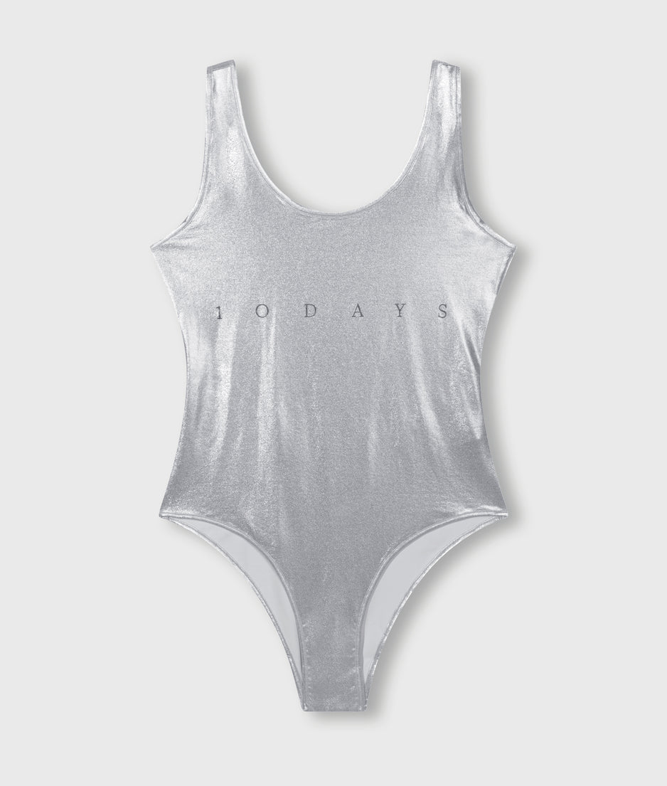 shiny bathing suit | silver