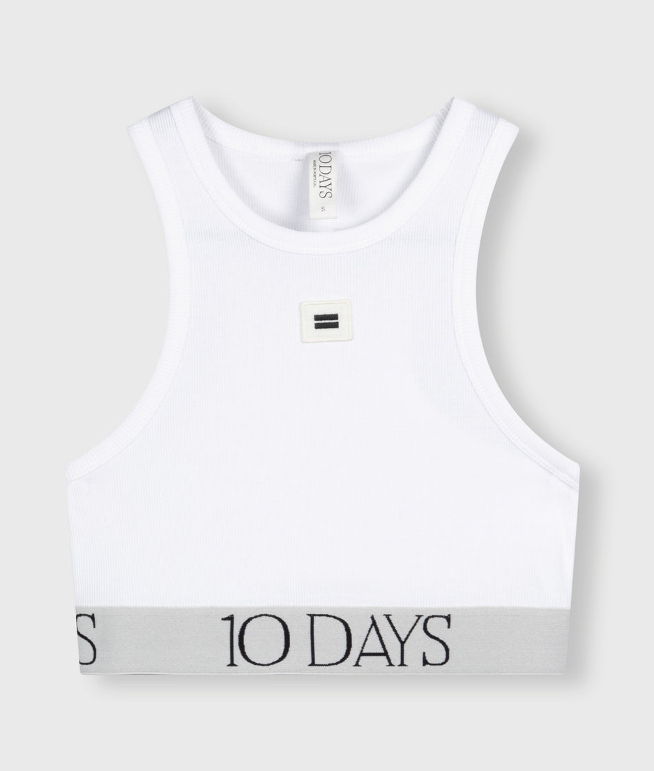 tank top rib bra | white