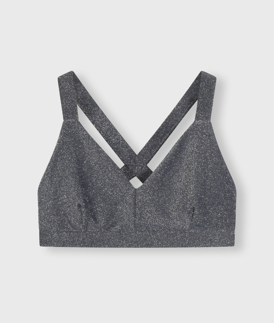 sporty bra glitter | black