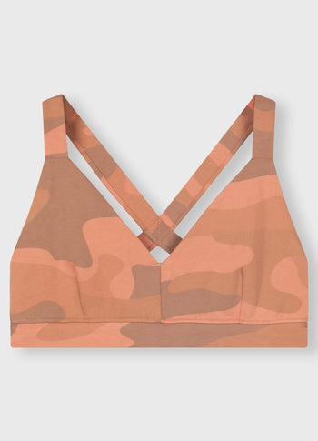 sporty bra camo | saddle brown