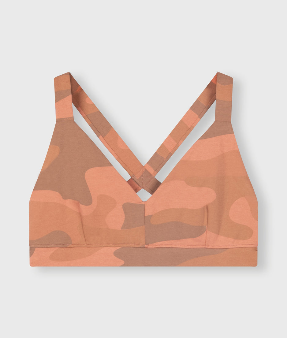 sporty bra camo | saddle brown