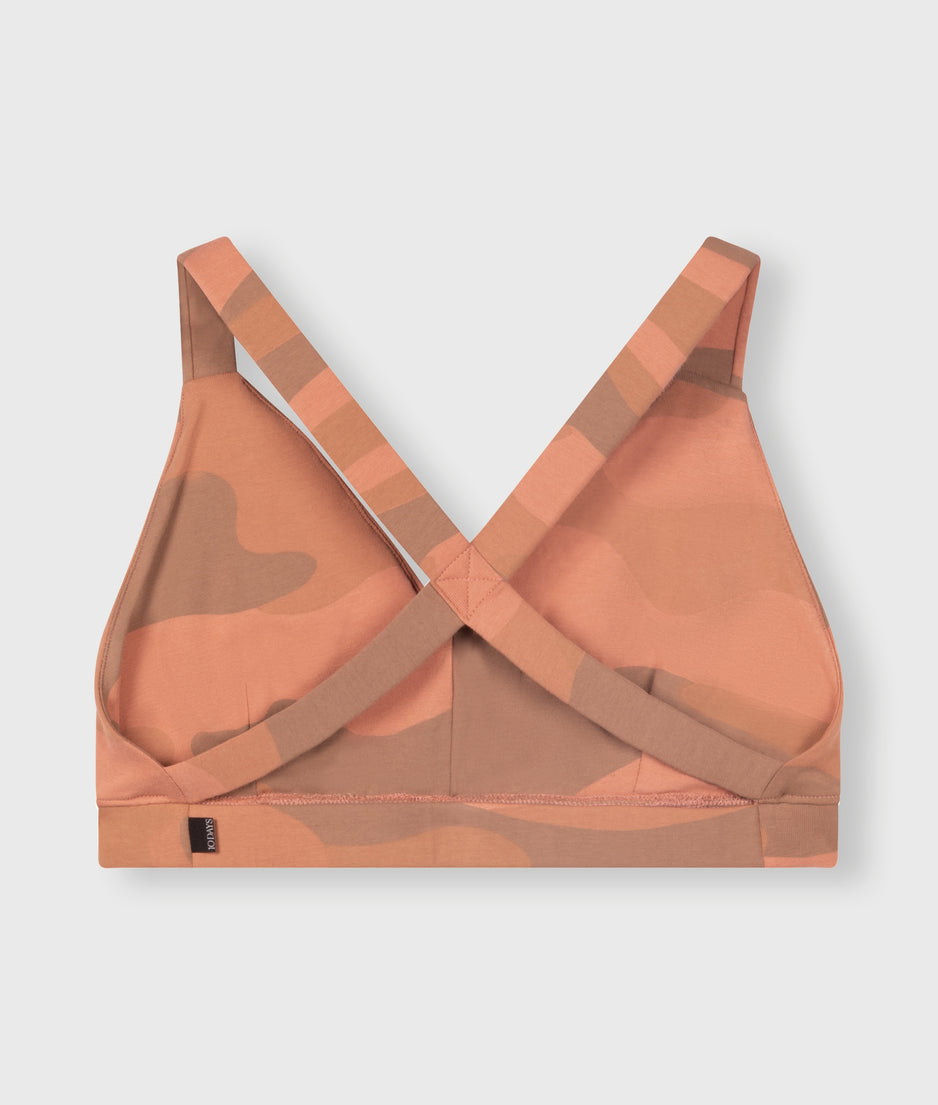 sporty bra camo | saddle brown