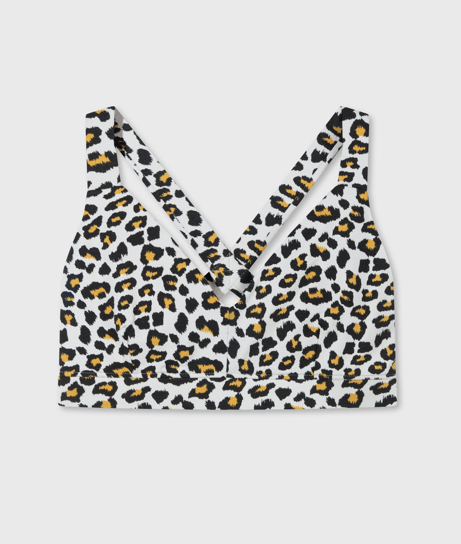 sporty bra leopard | bone