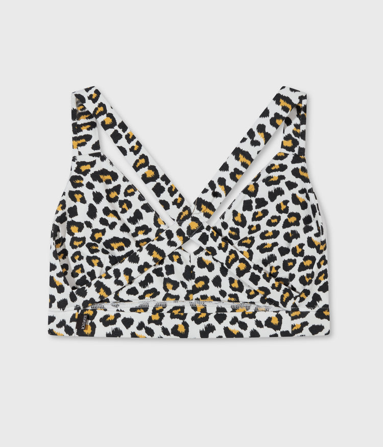 sporty bra leopard | bone