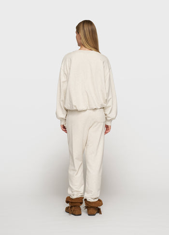 pleated belt jogger | soft white melee