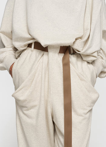 pleated belt jogger | soft white melee