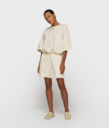 belted shorts fleece | soft vanilla