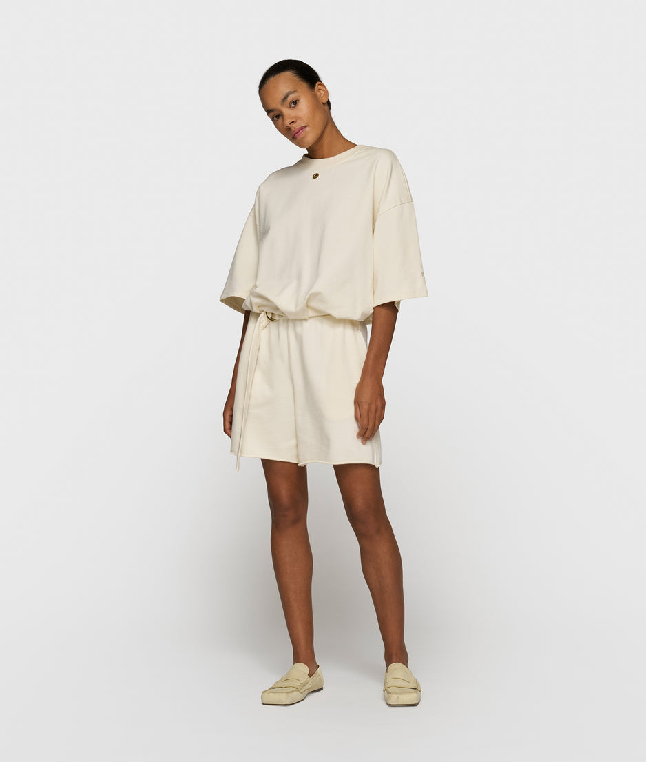 belted shorts fleece | soft vanilla