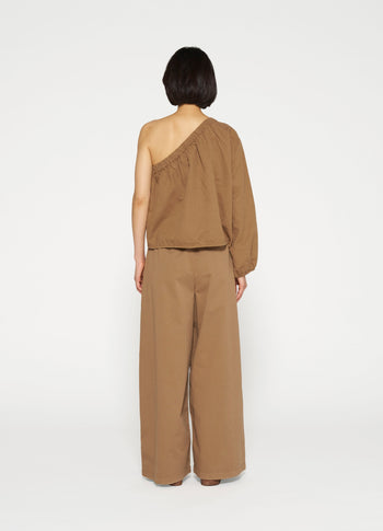 one shoulder top | cedar brown