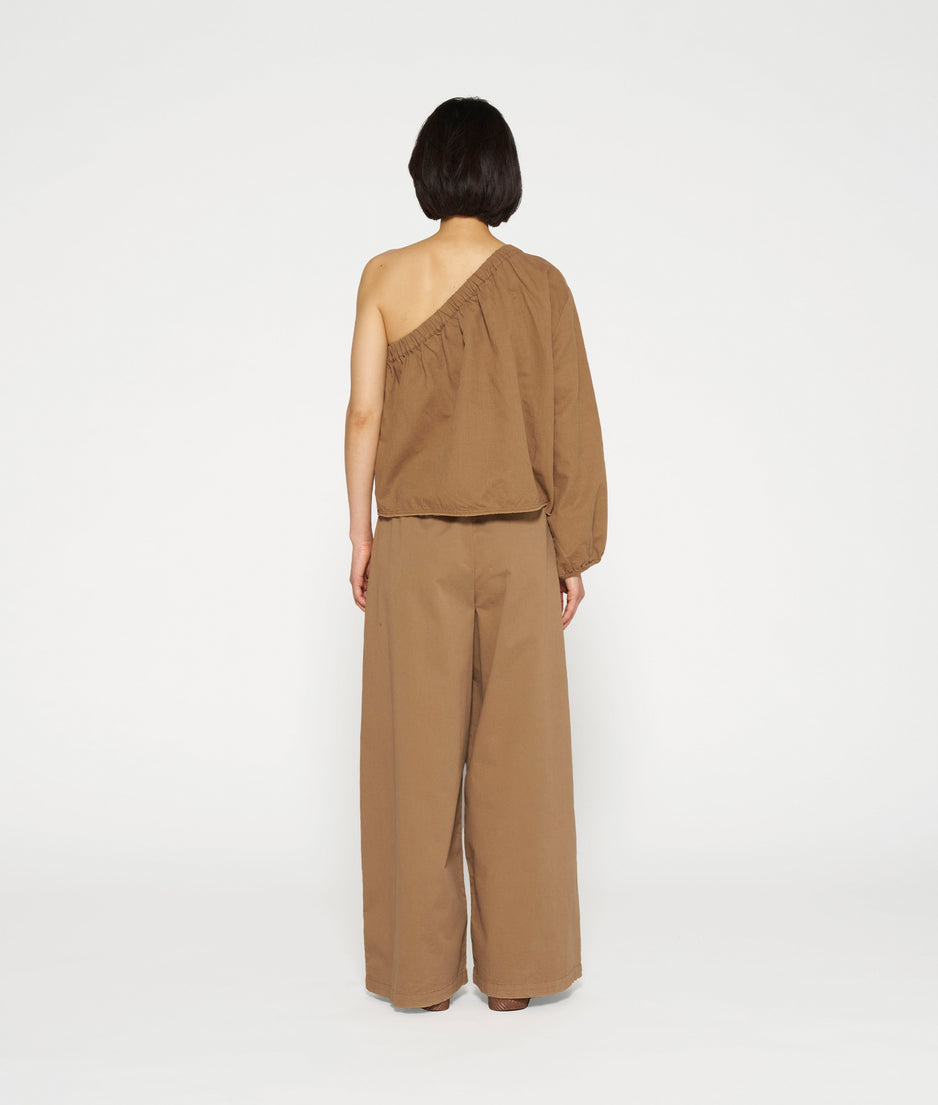 one shoulder top | cedar brown