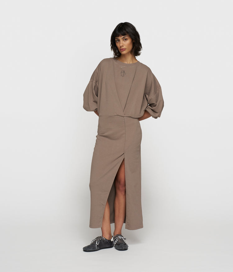 maxi gathering dress | moonrock