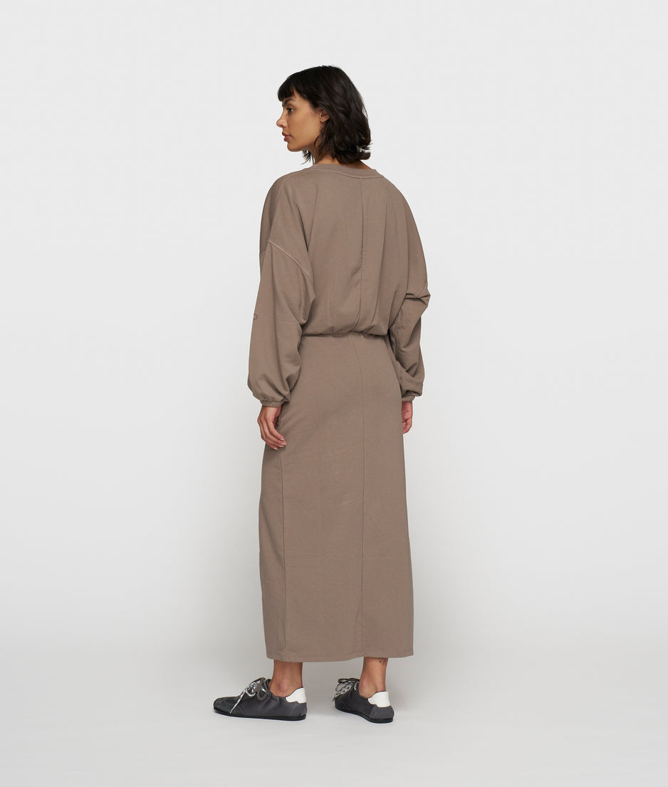 maxi gathering dress | moonrock