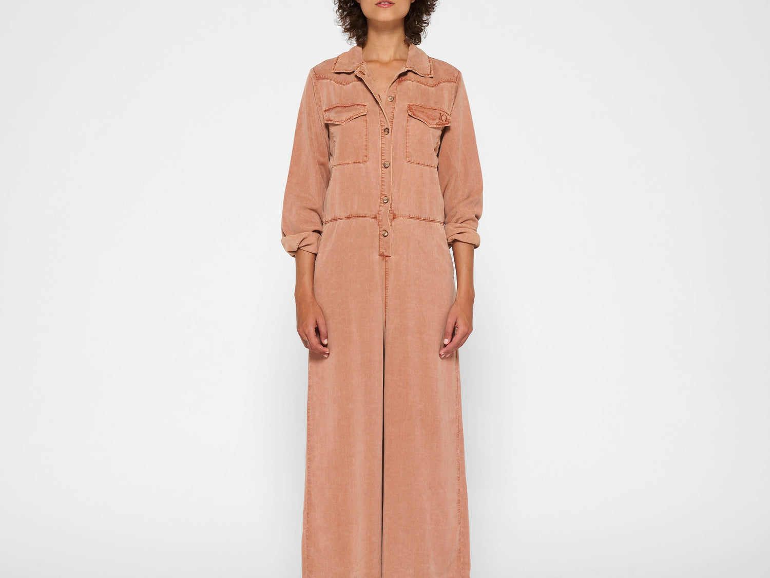 worker jumpsuit | saddle brown