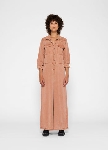 worker jumpsuit | saddle brown