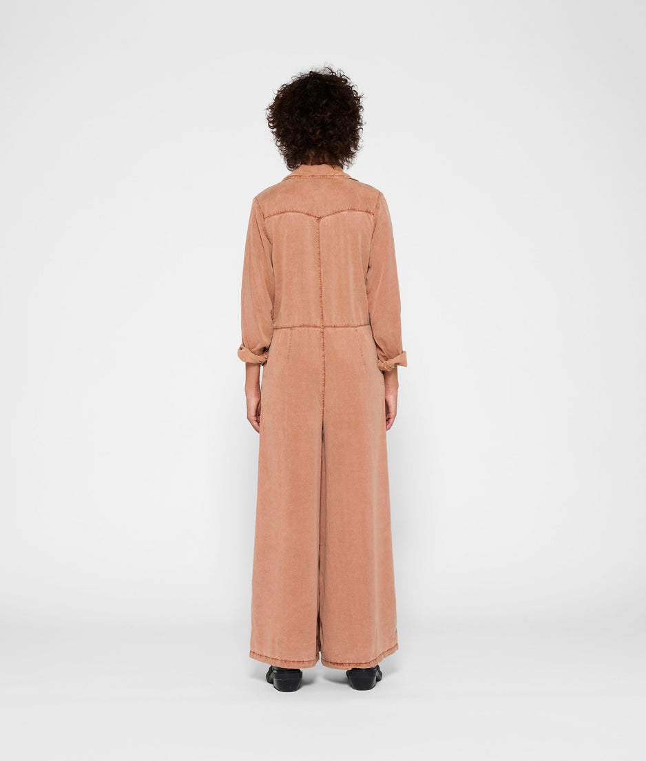 worker jumpsuit | saddle brown