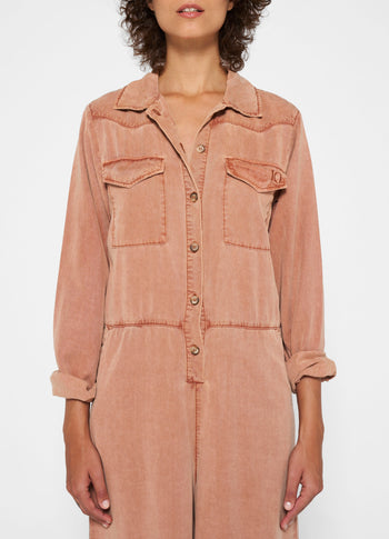worker jumpsuit | saddle brown