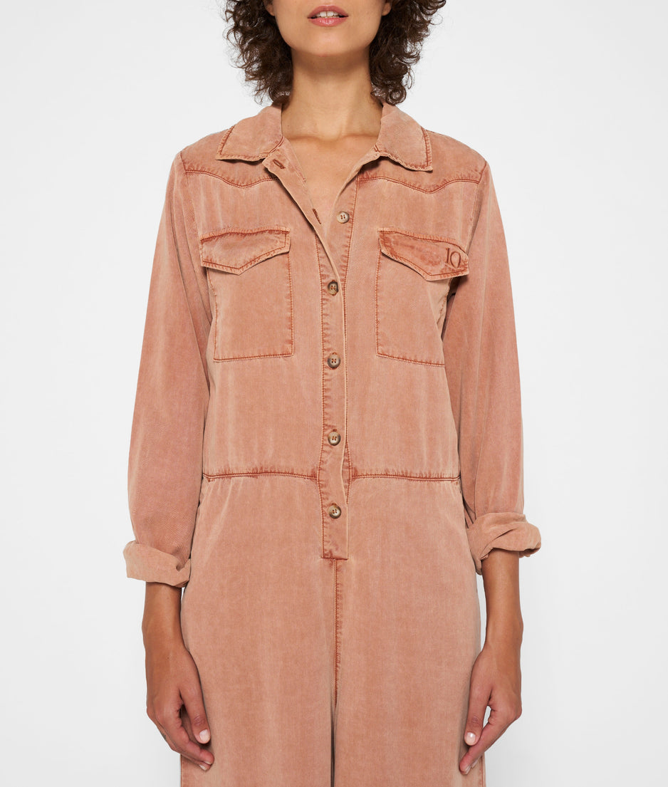 worker jumpsuit | saddle brown