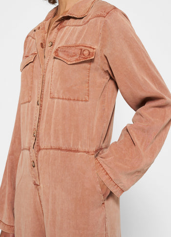 worker jumpsuit | saddle brown