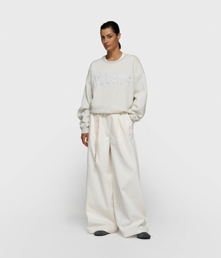 wide pants jog twill | pearl