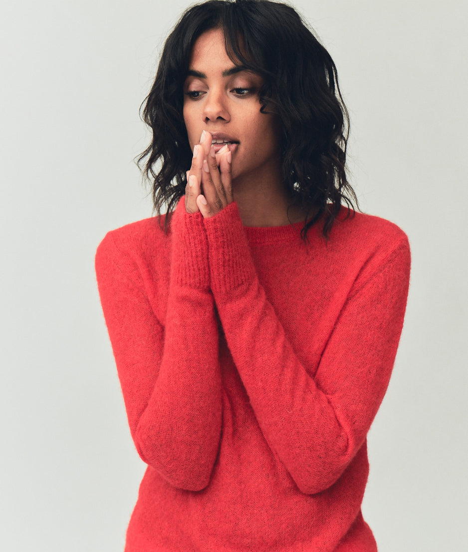 tee thin knit | coral red