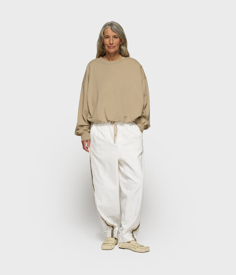wide tapered pants twill | ecru