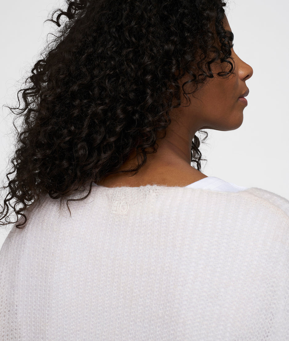 deep neck knit sweater | marshmallow