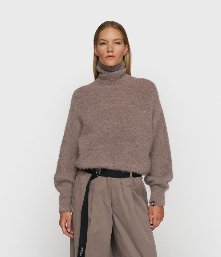 cropped knit turtleneck | moonrock