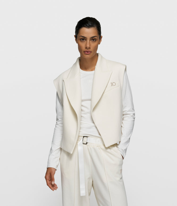 sleeveless blazer | pearl