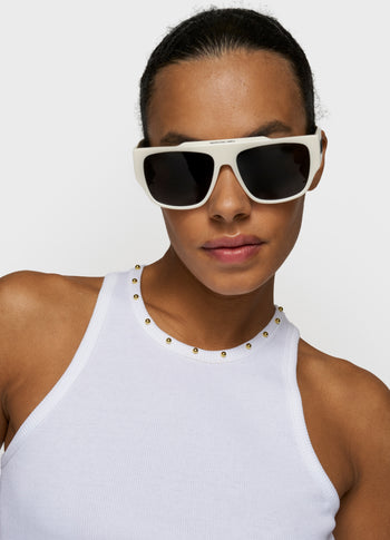 tank top rib pearls | white