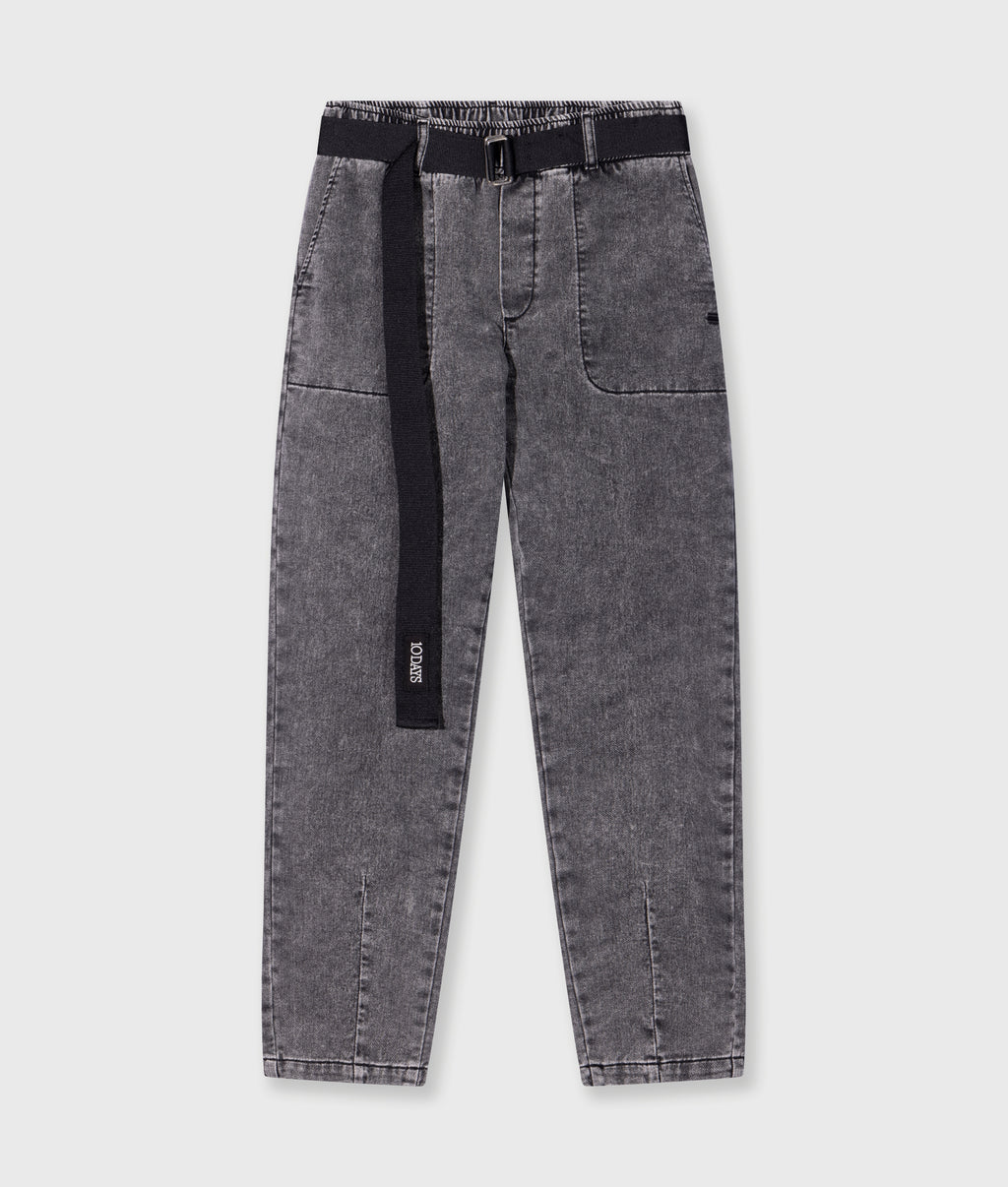 THE BELTED PANTS WASHED | black