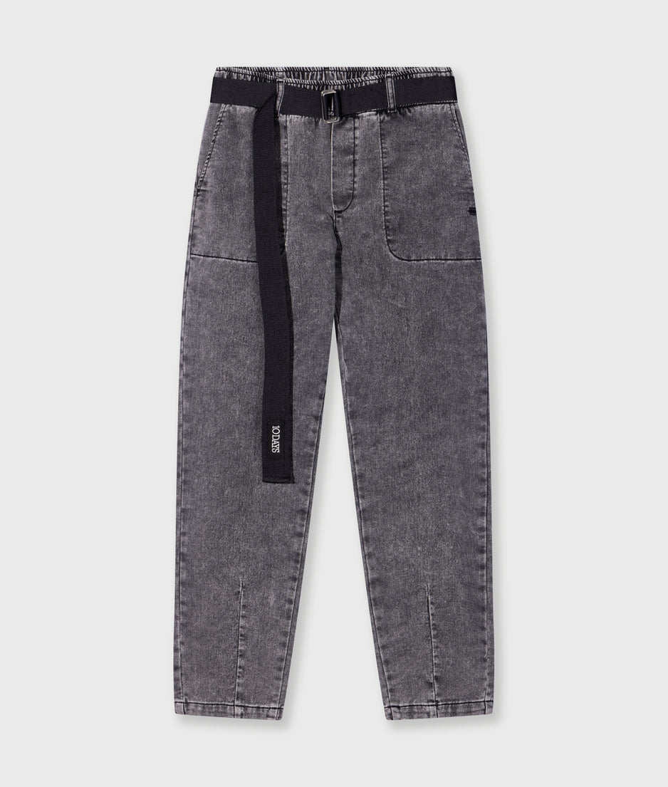 THE BELTED PANTS WASHED | black