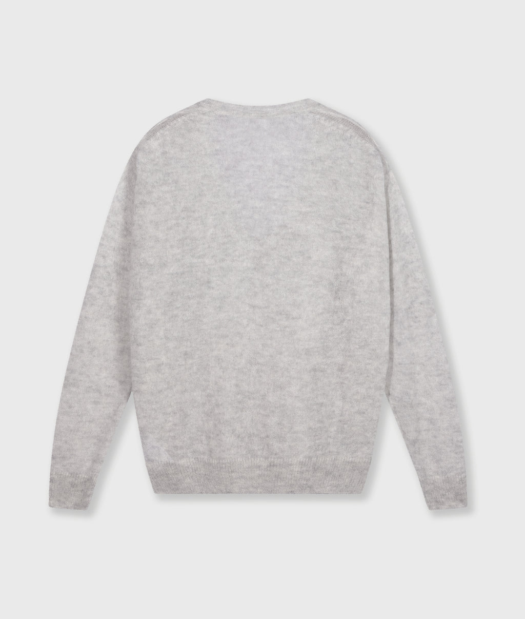 THE V-NECK KNIT SWEATER | light grey melee
