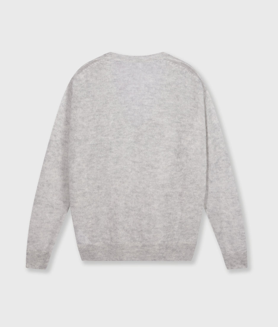 THE V-NECK KNIT SWEATER | light grey melee