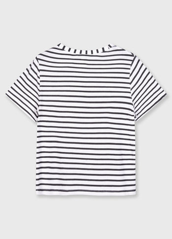 THE PETITE TEE LINEN STRIPES | white/black