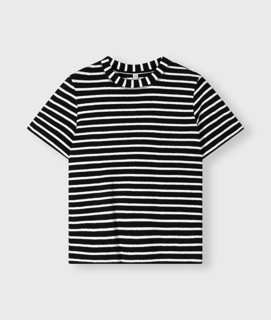 THE PETITE TEE LINEN STRIPES | black/white