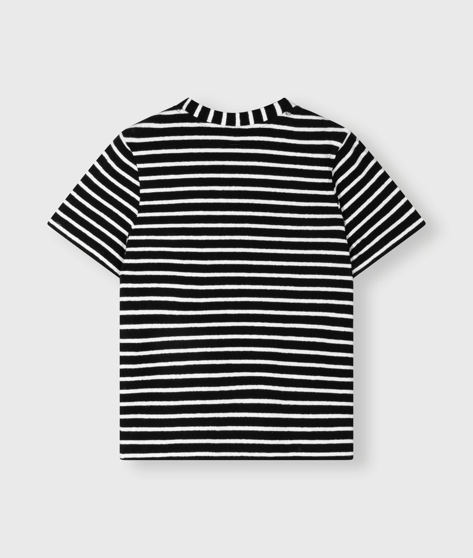 THE PETITE TEE LINEN STRIPES | black/white