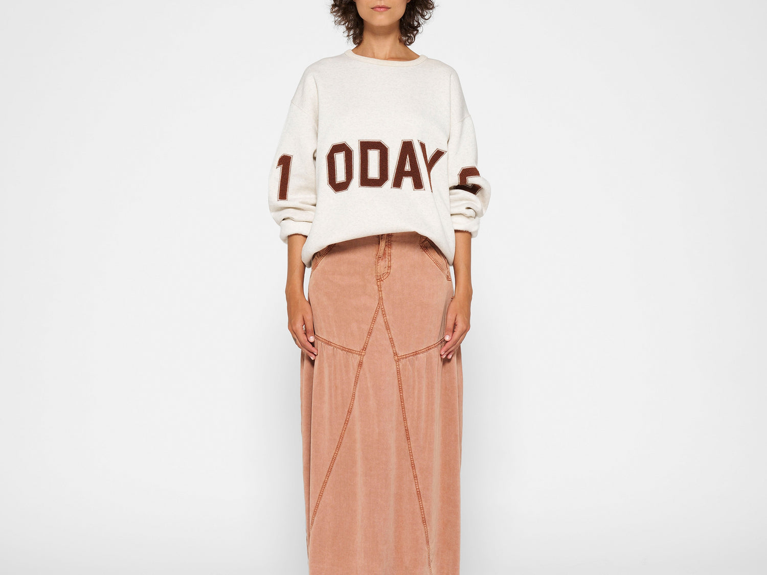 maxi skirt tencel | saddle brown