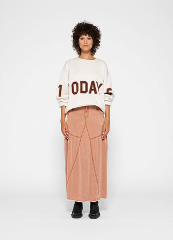 maxi skirt tencel | saddle brown