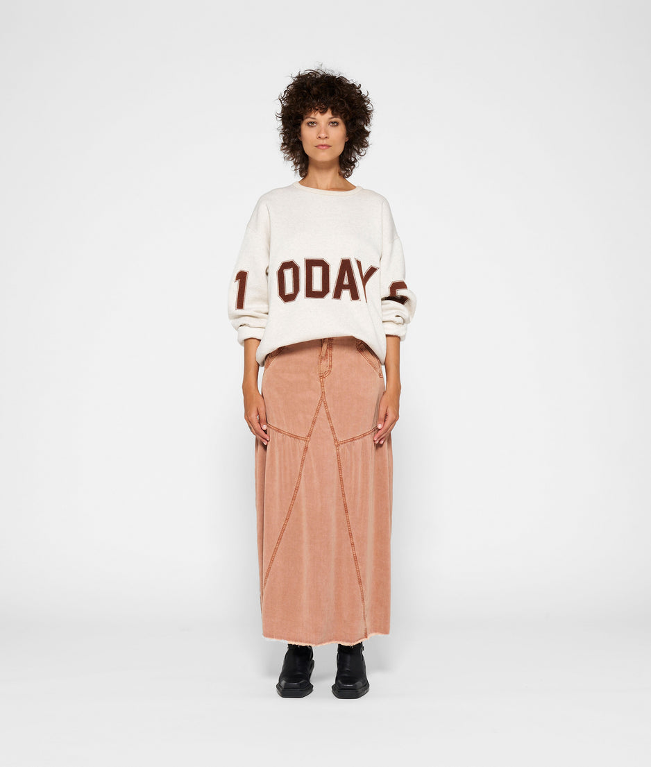 maxi skirt tencel | saddle brown