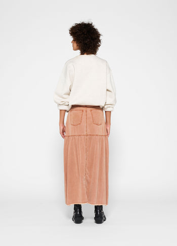 maxi skirt tencel | saddle brown
