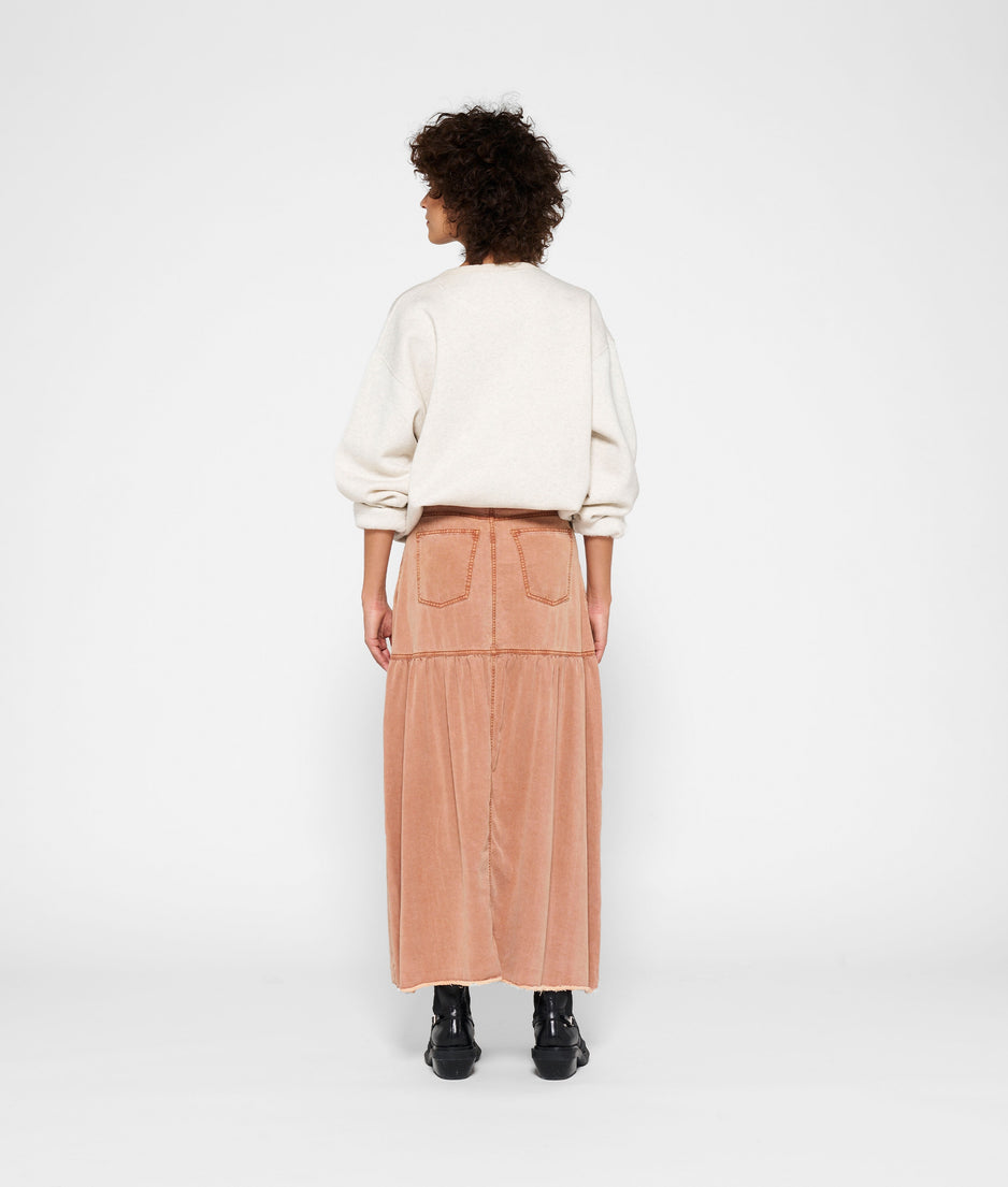 maxi skirt tencel | saddle brown