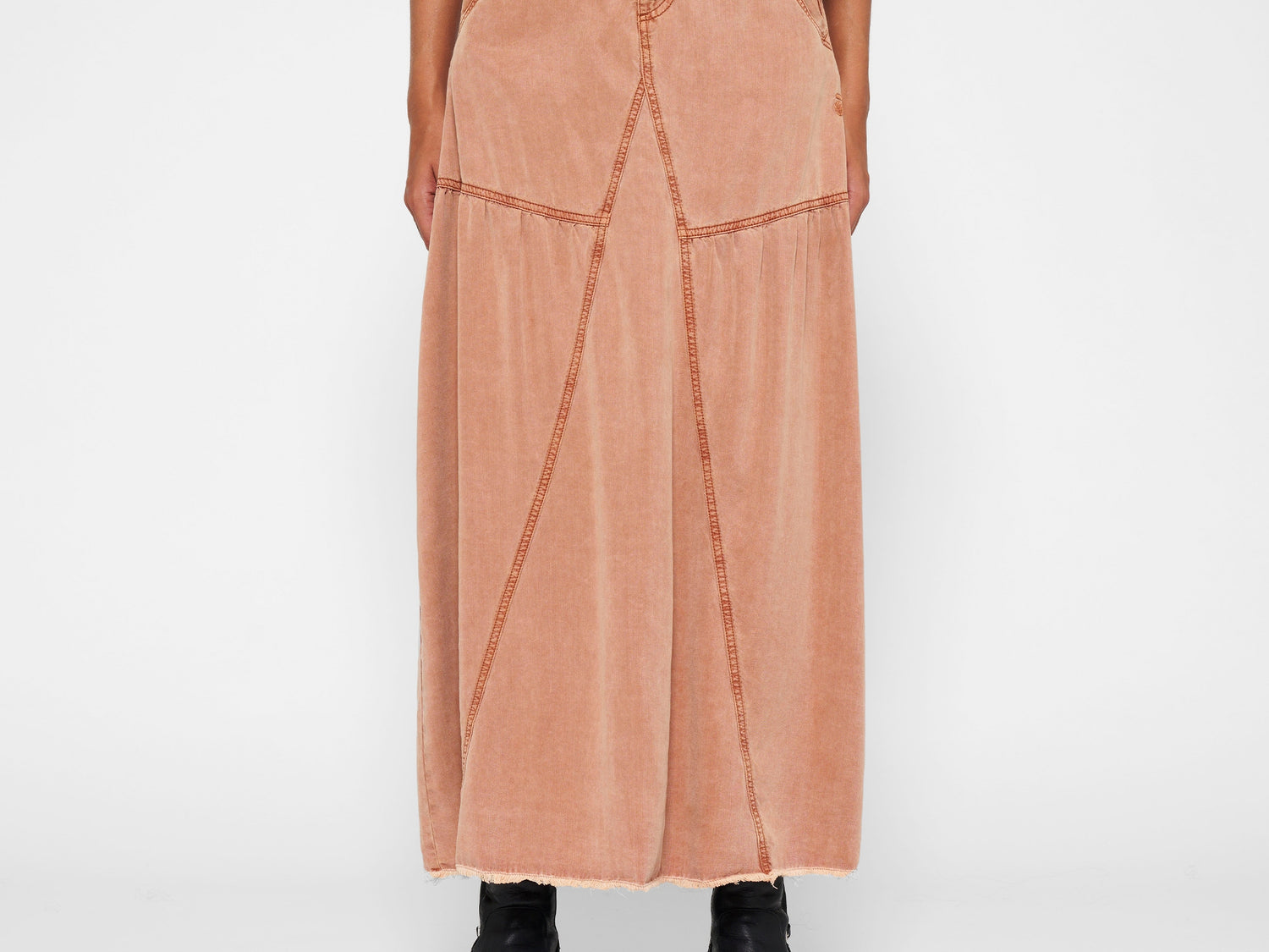 maxi skirt tencel | saddle brown