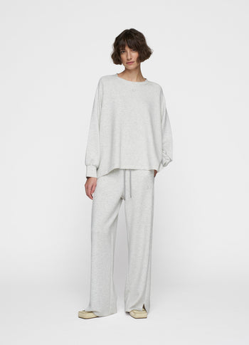 soft scuba blouse sweater | white grey melee